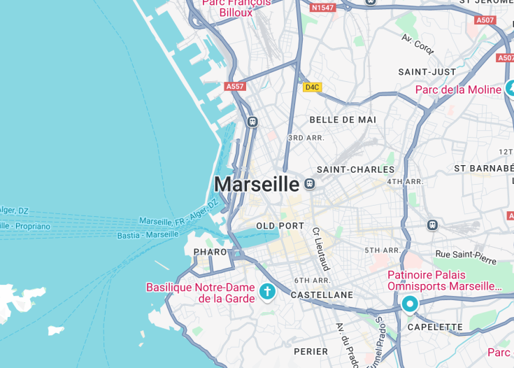 Map of Marseille, France