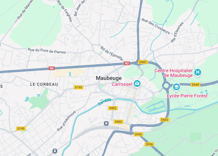 Map of Maubeuge, France