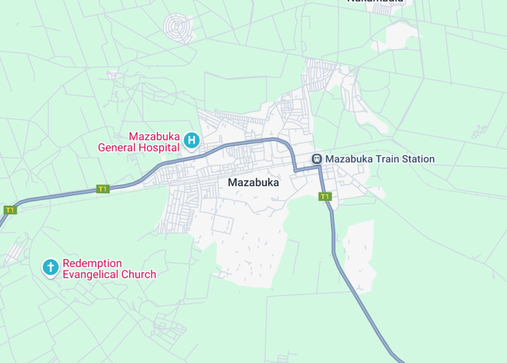 Map of Mazabuka, Zambia