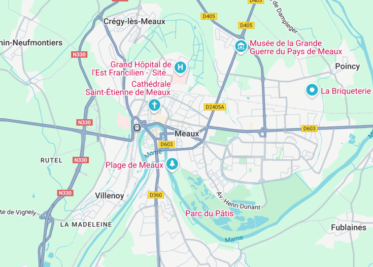 Map of Meaux, France