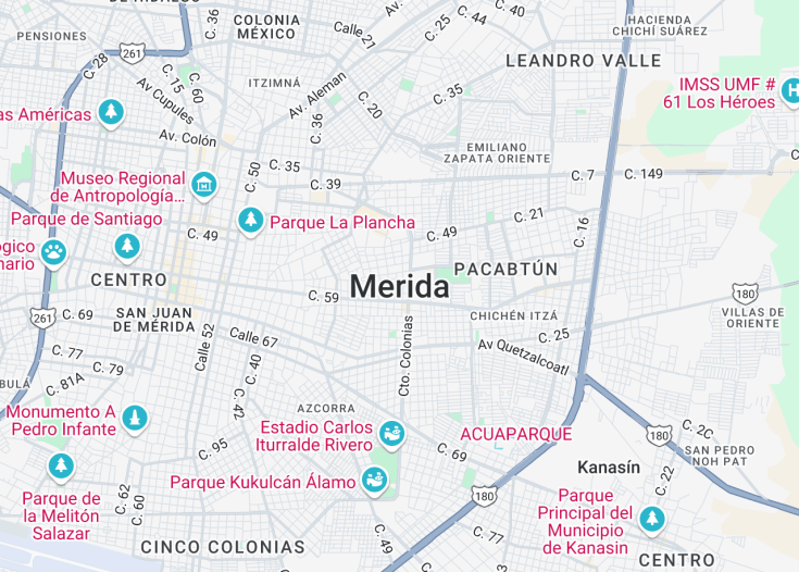 Map of Merida, Mexico