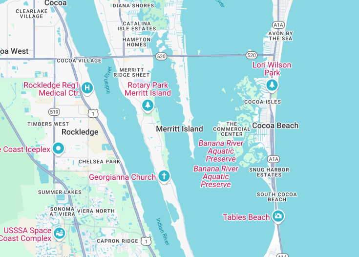 Map of Merritt Island, Florida (USA)