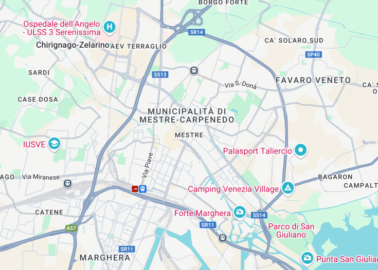 Map of Mestre, Italy