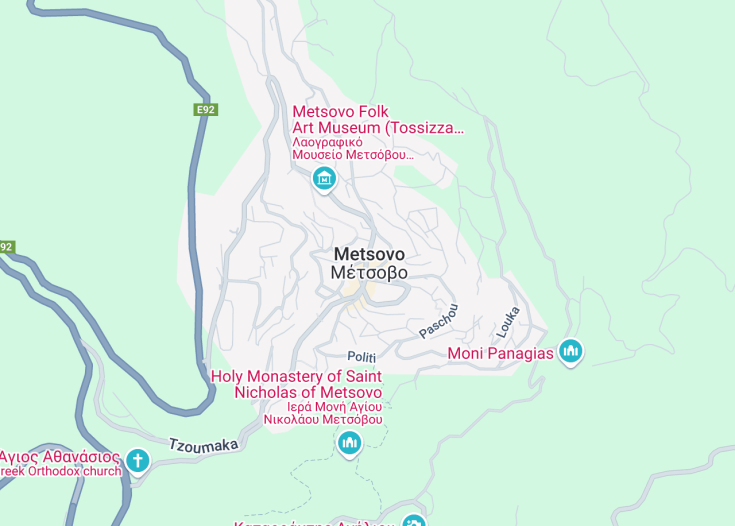 Map of Metsovo, Greece