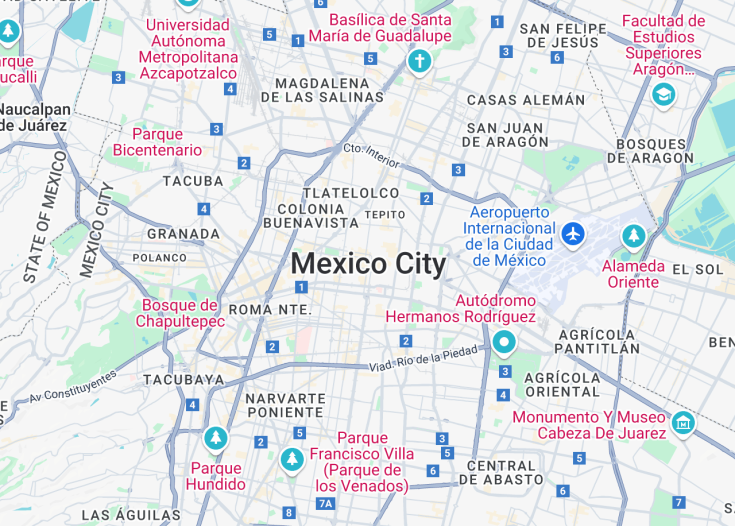 Map of Mexico City, Mexico