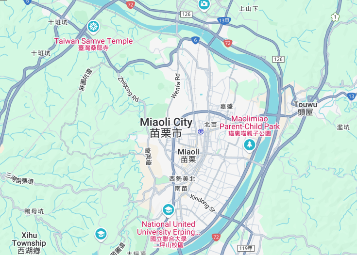 Map of Miaoli, Taiwan