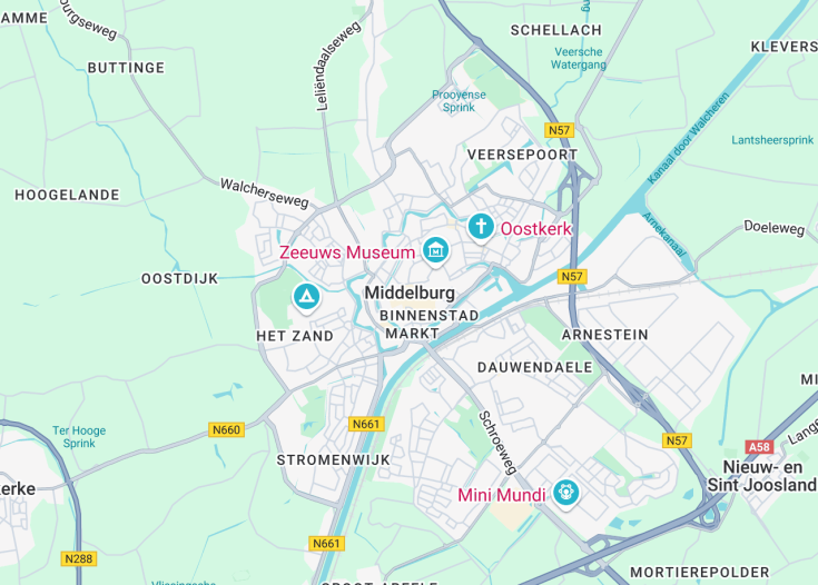 Map of Middelburg, Netherlands