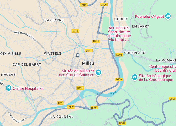 Map of Millau, France