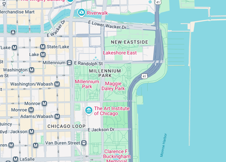 Map of Millennium Park, Chicago