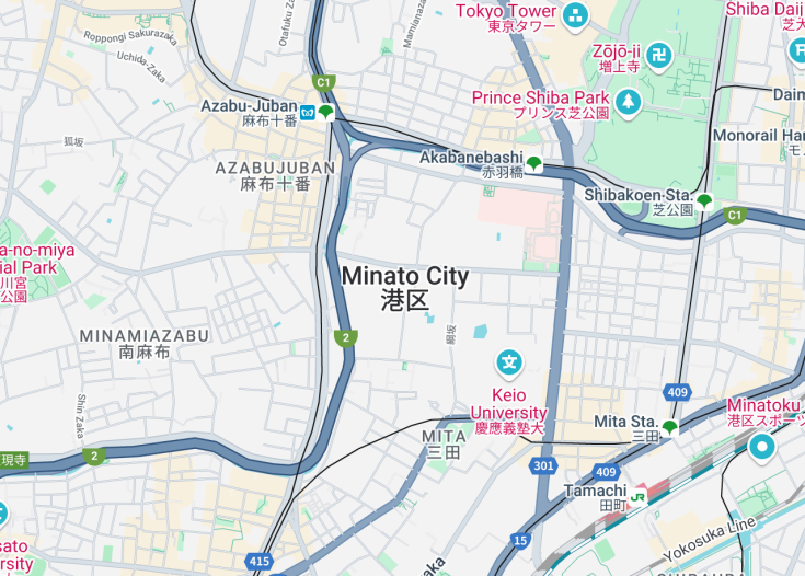 Map of Minato, Japan