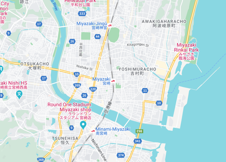 Map of Miyazaki, Japan