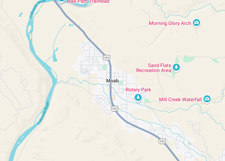 Map of Moab, Utah (USA)