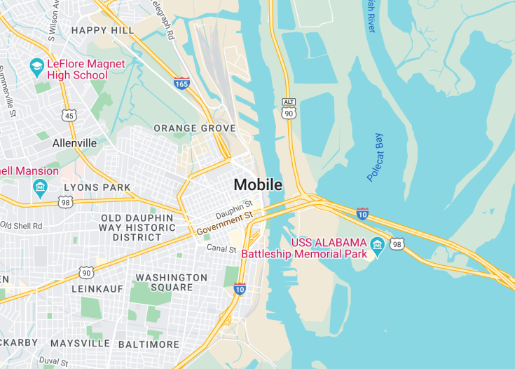 Map of Mobile, Alabama (USA)