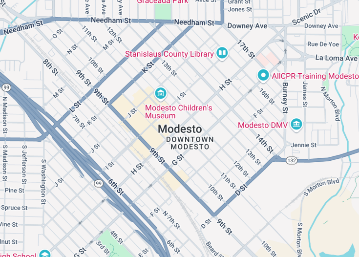 Map of Modesto, California (USA)