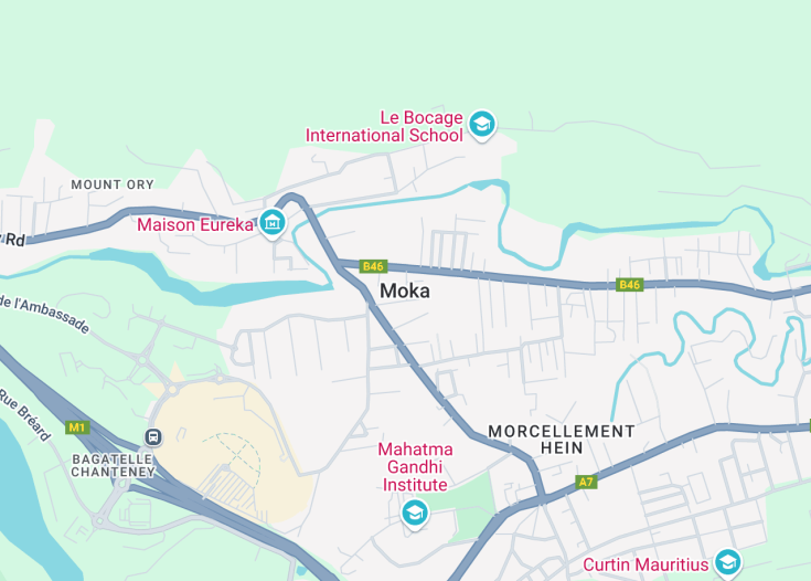 Map of Moka, Mauritius