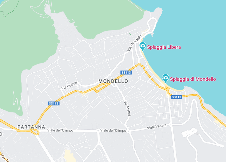 Map of Mondello, Italy