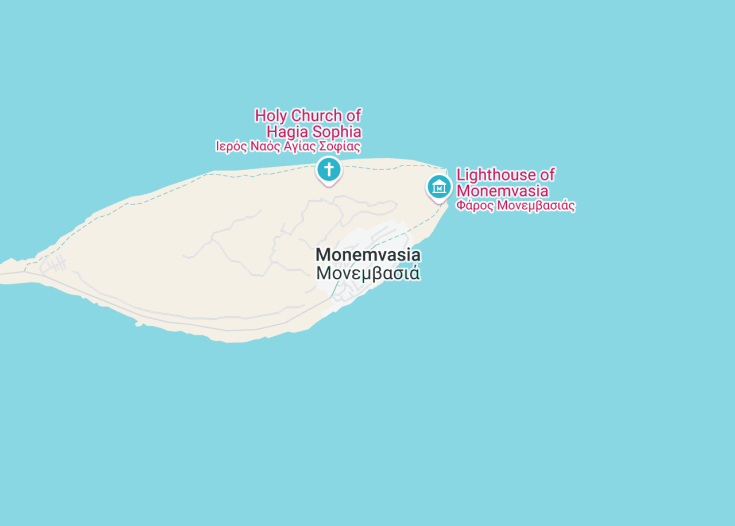 Map of Monemvasia, Greece