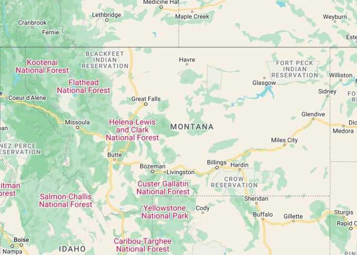 Map of Montana (USA), 