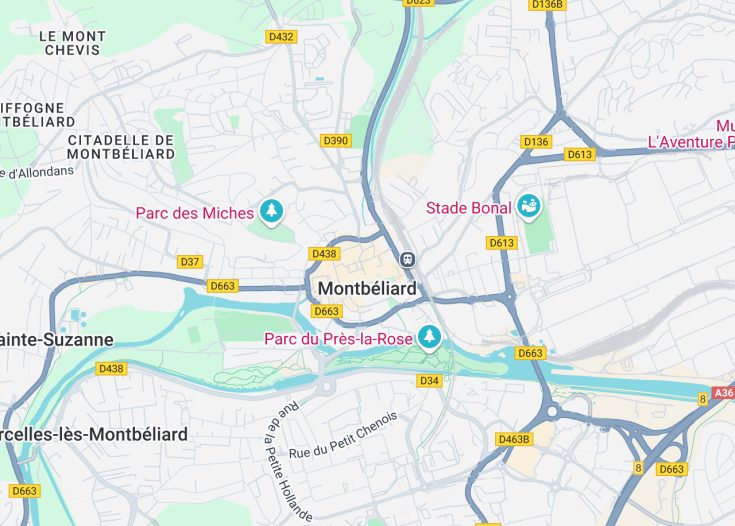 Map of Montbéliard, France