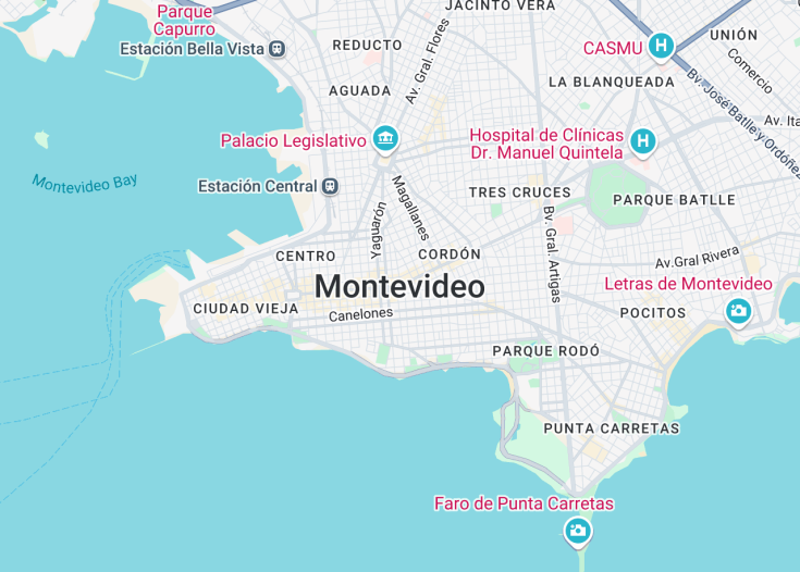 Map of Montevideo, Uruguay