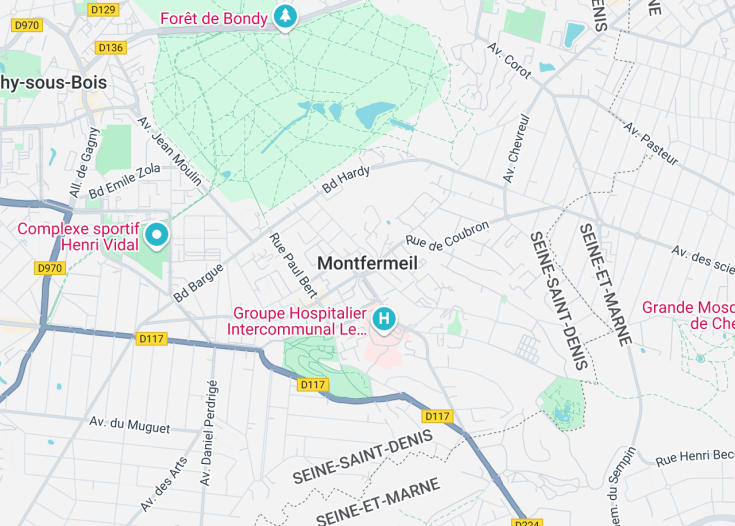 Map of Montfermeil, France