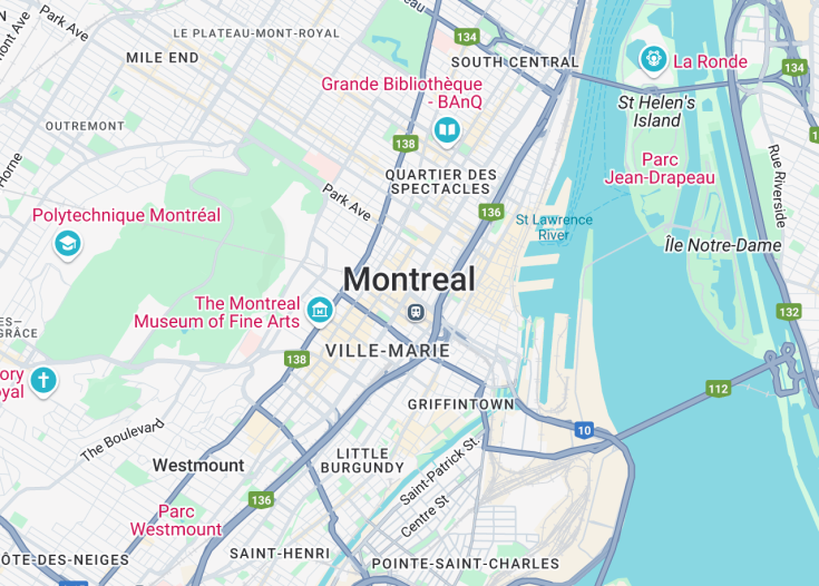 Map of Montreal, Canada