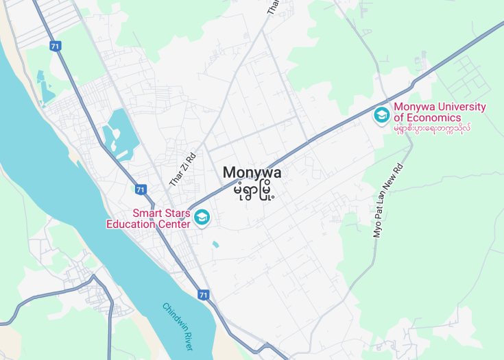 Map of Monywa, Myanmar