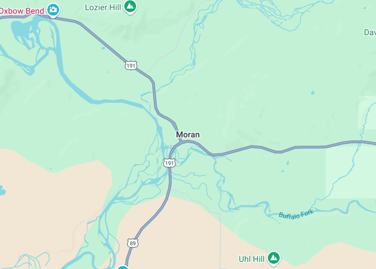 Map of Moran, Wyoming (USA)