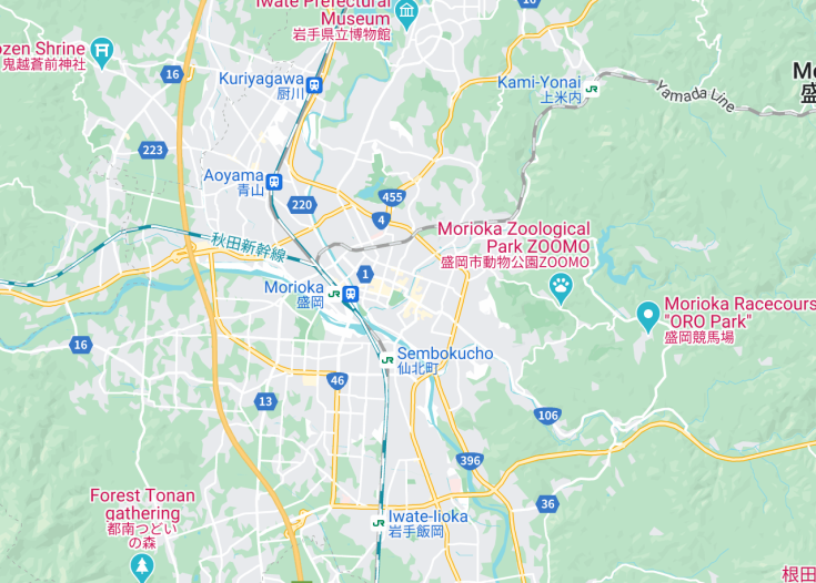 Map of Morioka, Japan