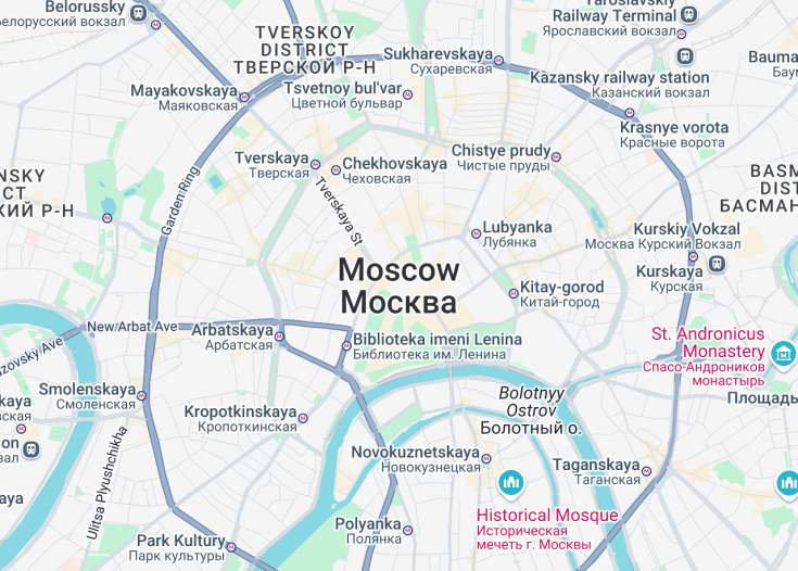 Map of Moscow, Russia