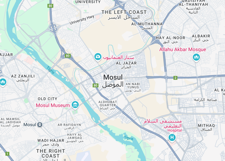 Map of Mosul, Iraq