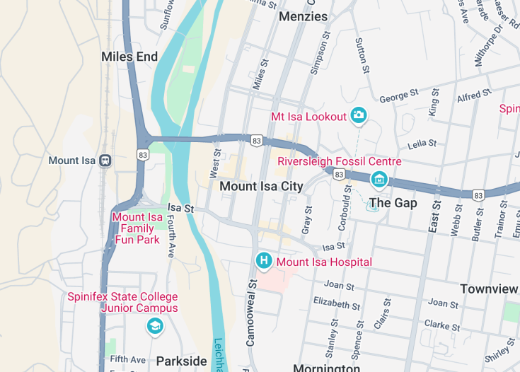 Map of Mount Isa, Australia