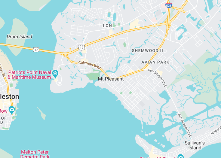 Map of Mount Pleasant, South Carolina (USA)