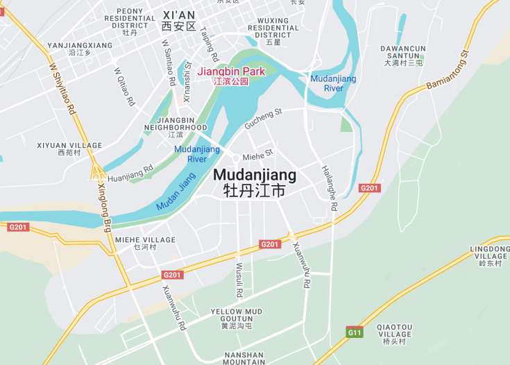 Map of Mudanjiang, China