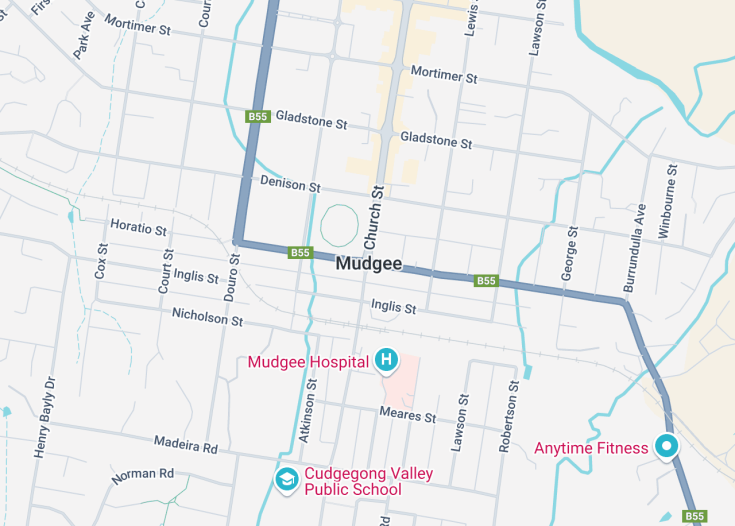 Map of Mudgee, Australia