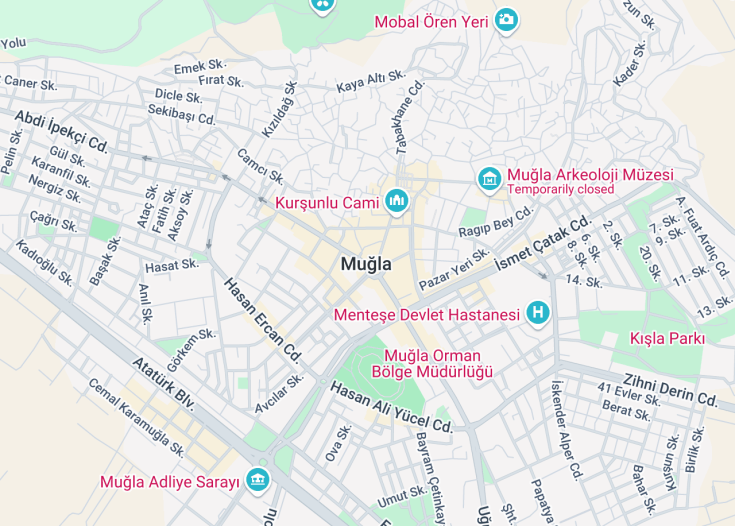 Map of Muğla, Turkey