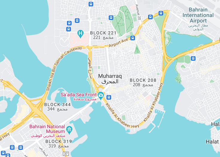 Map of Muharraq, Bahrain