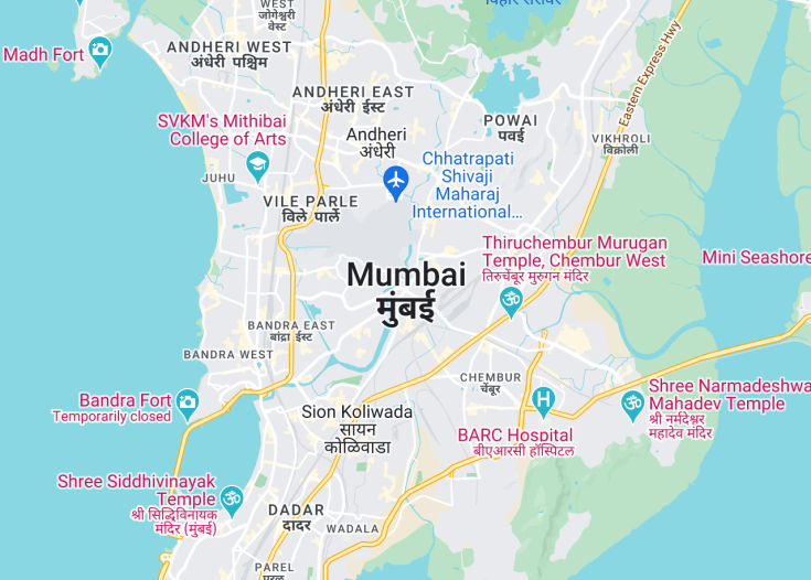 Map of Mumbai, India