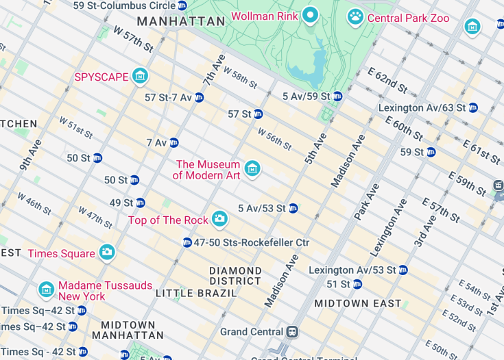 Map of Museum Of Modern Art Moma, Manhattan (New York City)