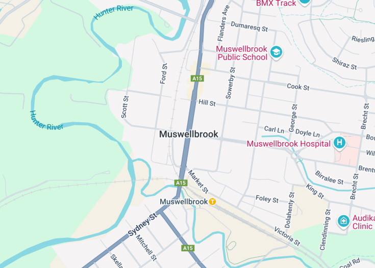 Map of Muswellbrook, Australia