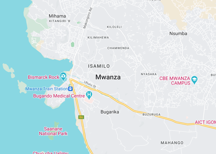 Map of Mwanza, Tanzania