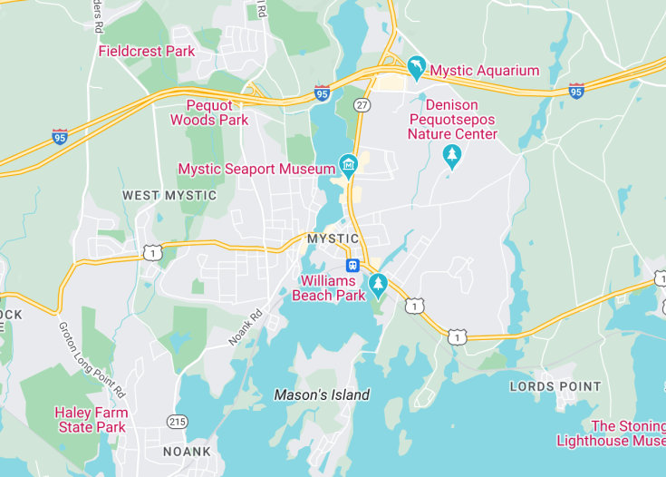 Map of Mystic, Connecticut (USA)