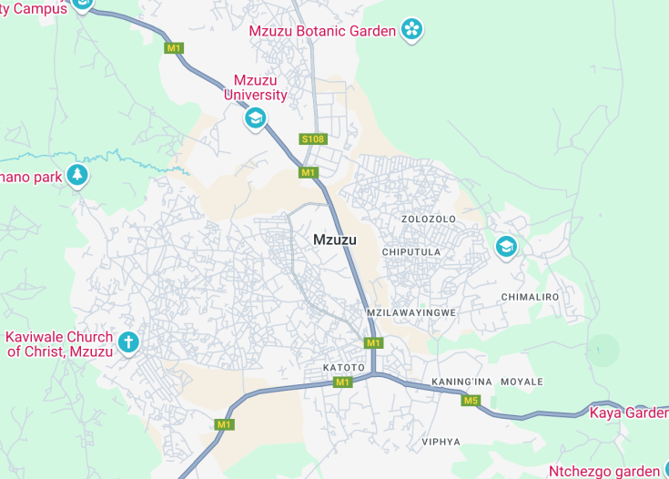 Map of Mzuzu, Malawi