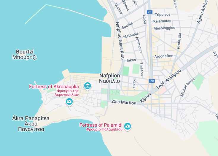 Map of Nafplio, Greece