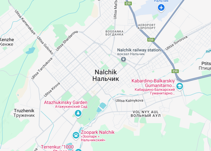 Map of Nalchik, Russia