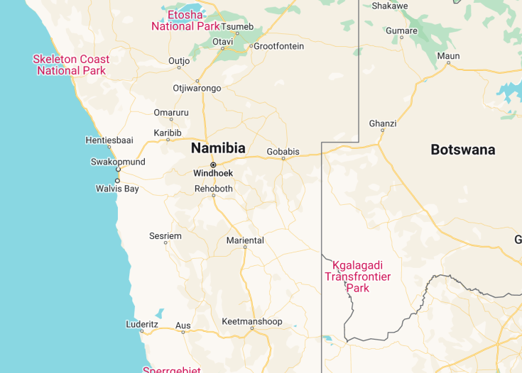 Map of Namibia, 