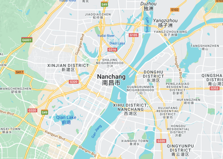 Map of Nanchang, China