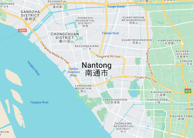 Map of Nantong, China