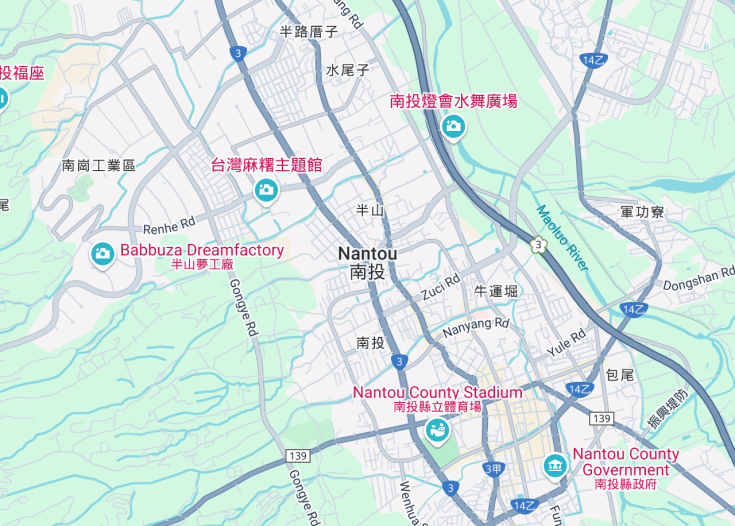 Map of Nantou, Taiwan