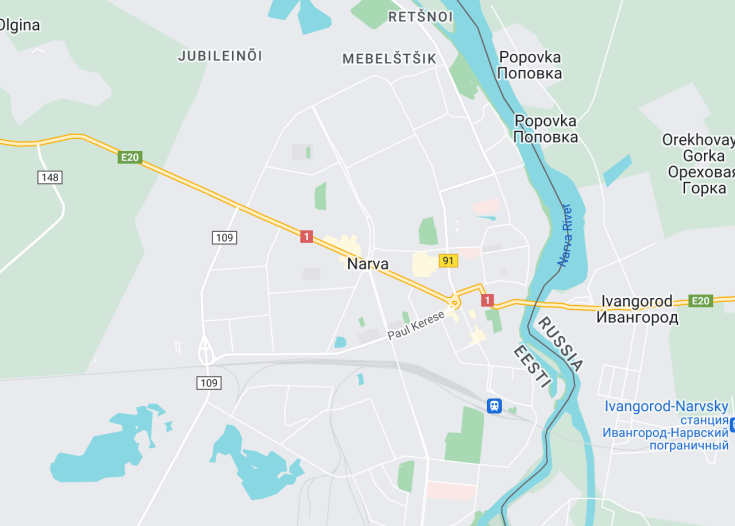 Map of Narva, Estonia